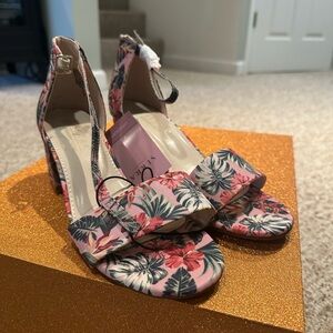 Serra Pink and Green Floral Heels